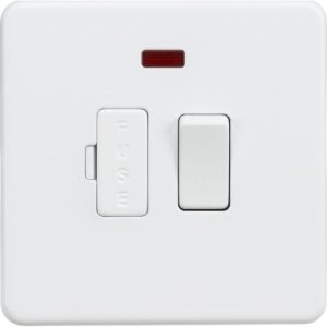KNIGHTSBRIDGE SCREWLESS 13A SWITCHED FUSED SPUR UNIT WITH NEON - MATT WHITE