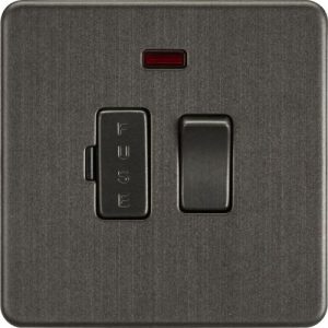 KNIGHTSBRIDGE SCREWLESS 13A SWITCHED FUSED SPUR UNIT WITH NEON - SMOKED BRONZE