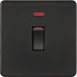 KNIGHTSBRIDGE 45A 1G DP SWITCH WITH NEON - MATT BLACK
