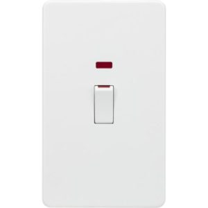 KNIGHTSBRIDGE SCREWLESS 45A 2G DP SWITCH WITH NEON - MATT WHITE