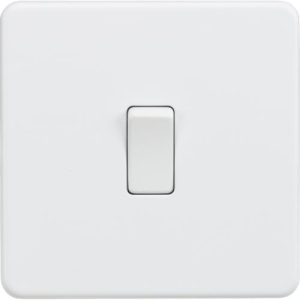KNIGHTSBRIDGE SCREWLESS 20A 1G DP SWITCH - MATT WHITE
