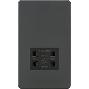 KNIGHTSBRIDGE SCREWLESS 115V/230V DUAL VOLTAGE SHAVER SOCKET - ANTHRACITE