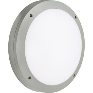 KNIGHTSBRIDGE 230V IP65 18W LED ROUND BULKHEAD CCT WITH MICROWAVE SENSOR GREY