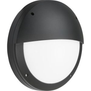 KNIGHTSBRIDGE 230V IP65 18W LED EYELID BULKHEAD CCT WITH EMERGENCY & DAYLIGHT SENSOR BLACK