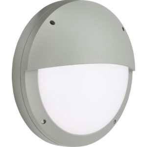 KNIGHTSBRIDGE 230V IP65 18W LED EYELID BULKHEAD CCT WITH EMERGENCY & DAYLIGHT SENSOR GREY