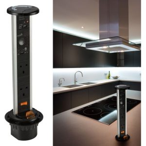 KNIGHTSBRIDGE IP54 13A 2G POP UP SOCKET WITH BUILT-IN BLUETOOTH SPEAKER AND USB CHARGER (2.4A)