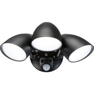 KNIGHTSBRIDGE 110-230V IP65 BLACK 30W SECURITY FLOODLIGHT WITH PIR, LIGHT SENSOR, 3X CCT AND MANUAL OVERRIDE