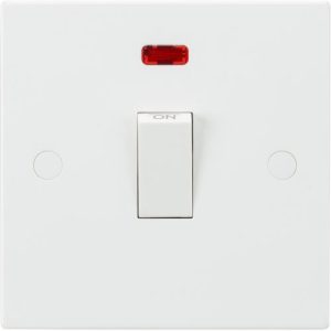 KNIGHTSBRIDGE SQUARE EDGE 20A DOUBLE POLE SWITCH + NEON