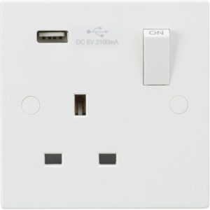 KNIGHTSBRIDGE SQUARE EDGE USB 1G SWITCHED SOCKET