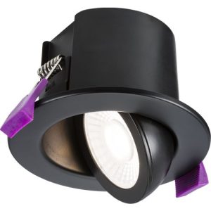 NEW KNIGHTSBRIDGE MATT BLACK EVO 5/7W 2700/3K/4K/6K TILT IP65 DIMMABLE CCT DOWNLIGHT (C/O-70MM)