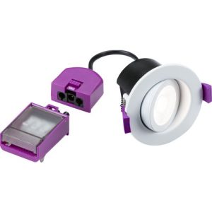 NEW KNIGHTSBRIDGE WHITE EVO 5/7W 2700/3K/4K/6K TILT IP65 DIMMABLE CCT DOWNLIGHT (C/O-70MM)