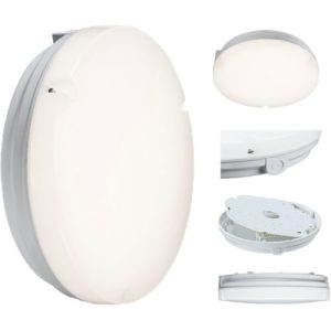 KNIGHTSBRIDGE ROUND WHT/OPAL 14W LED EMERGENCY BULKHEAD 4K
