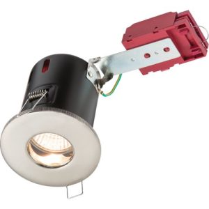KNIGHTSBRIDGE (72MM CUT) BRUSHED CHROME IP65 GU10 FIRE RATED DOWNLIGHT