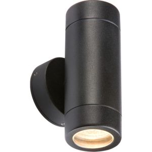 KNIGHTSBRIDGE IP65 35W GU10 ALUMINIUM BLACK POWDER-COATED UP/DOWN WALL LIGHT