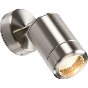 KNIGHTSBRIDGE 230V IP65 GU10 35W SINGLE STAINLESS STEEL ADJUSTABLE WALL LIGHT