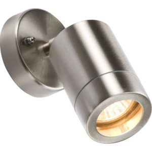 KNIGHTSBRIDGE 230V IP65 GU10 35W LIGHTWEIGHT STAINLESS STEEL ADJUSTABLE WALL LIGHT
