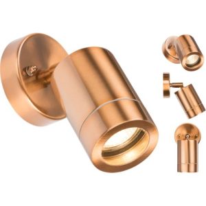 KNIGHTSBRIDGE 230V IP65 GU10 35W ADJUSTABLE WALL LIGHT - COPPER COLOUR