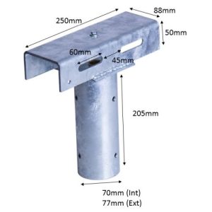 KR PRODUCTS STREET LIGHT BRACKET TO FIT OVER 60MM DIA COLUMN TO 1 OR 2 SIDE MOUNTED FLOODLIGHTS