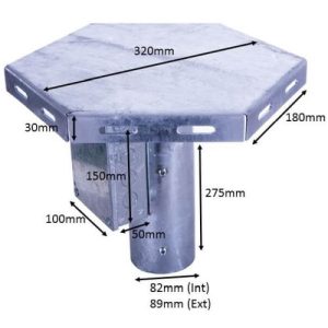 KR PRODUCTS HEXAGONAL STREET LIGHT BRACKET TO FIT OVER 76MM DIA COLUMN TO CARRY UP TO 6 LED FLOODLIGHTS