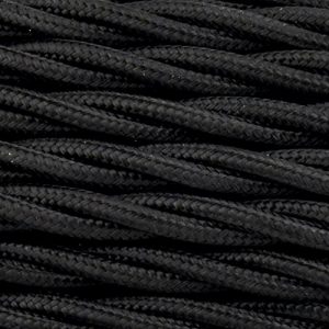 0.75MM 3C BLACK BRAIDED TWISTED  CABLE PER MTR