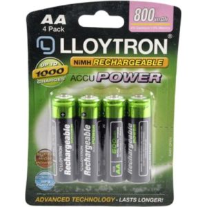 LLOYTRON RECHARGEABLE 800MAH AA BATTERY - 4PK