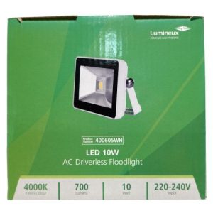 10W (PRE-WIRED) WHITE COOL WHITE SLIM LED FLOODLIGHT