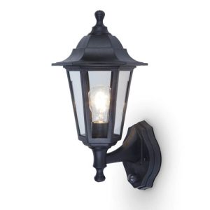 LUTEC COASTAL PIR BLACK WALL LIGHT