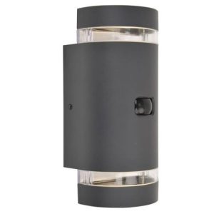 LUTEC FOCUS DARK GREY WALL LIGHT C/W PIR