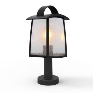 LUTEC TRADITION E27 KELSEY PEDESTAL SEEDED GLASS
