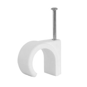 7MM WHITE ROUND CABLE CLIPS - 100PCS