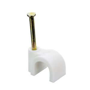 8MM WHITE ROUND CABLE CLIPS - 100PCS