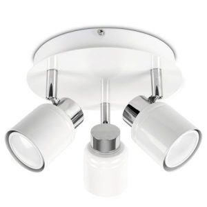 MINISUN IP44 WHITE 3-LIGHT GU10 PLATE SPOT FITTING