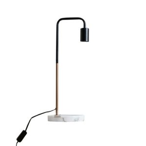 MINISUN TALISMAN BLACK & COPPER TABLE LAMP WHITE