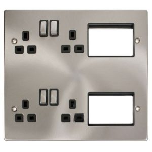 CLICK NEW MEDIA SEMI MODULAR PLATES 4 X SW SOCKET 6 X NM MOD APERTURE SATCH & BLACK