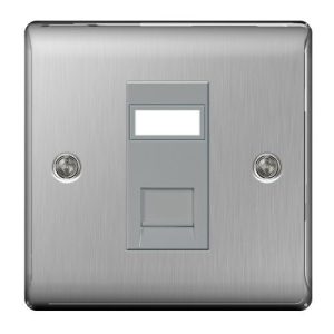 BG 1G RJ45 SOCKET BRUSHED STEEL