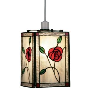 OAKS ROSE TIFFANY GLASS PENDANT