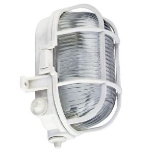 WHITE 60W ES OVAL BULKHEAD