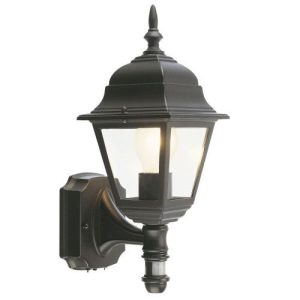 4 SIDED BLACK COACH LANTERN+PIR