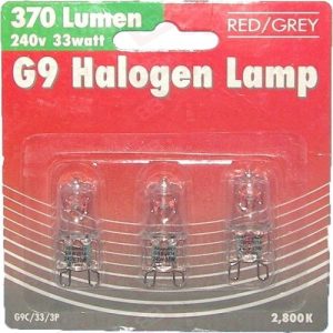 RED GREY G9 18W=25W CLEAR 240V 3PK