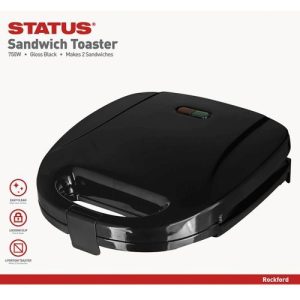 STATUS ROCKFORD 2 SANDWICH BLACK TOASTER