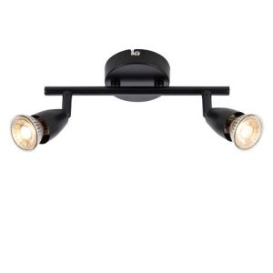 SAXBY AMALFI BLACK 2-LIGHT GU10 SURFACE SPOT FITTING