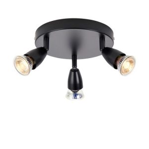 SAXBY AMALFI BLACK 3-LIGHT PLATE GU10 SURFACE SPOT FITTING