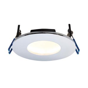 SAXBY ORBITAL PLUS (97MM) IP65 DIM 3000K FIRE RATED POLISHED CHROME