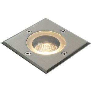 SAXBY SQUARE STAINLESS STEEL GU10 WALKOVER LIGHT (150MM-H 105MM X 105MM-W 102-CUT OUT)
