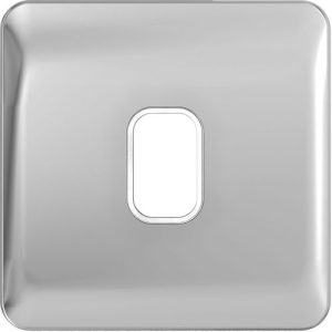 SCHNEIDER LISSE SCREWLESS POLISHED CHROME 1G GRID PLATE WHITE INSERT