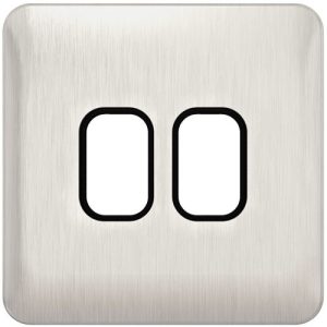 SCHNEIDER LISSE SCREWLESS BRUSHED CHROME 2G GRID PLATE BLACK INSERT