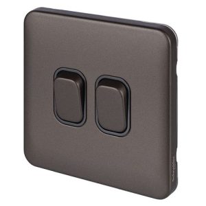 SCHNEIDER LISSE SCREWLESS MOCHA BRONZE 2G 2W SWITCH BLACK INSERT