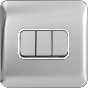 SCHNEIDER LISSE SCREWLESS POLISHED CHROME 3G 2W SWITCH WHITE INSERT