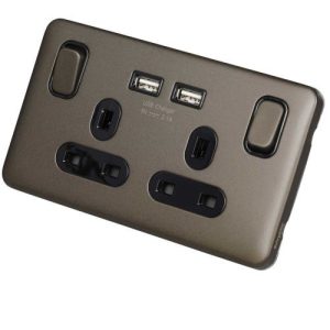 SCHNEIDER LISSE SCREWLESS MOCHA BRONZE 2G SWITCHED SOCKET