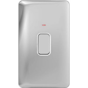 SCHNEIDER LISSE SCREWLESS POLISHED CHROME 2G 45A DP SWITCH WHITE INSERT
